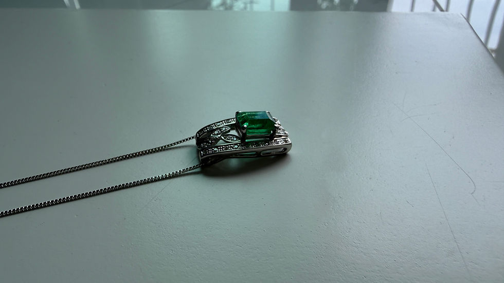 Thumbnail: GIA Certified 1.71Ct Colombian Emerald Pendant with Natural Diamonds in Platinum