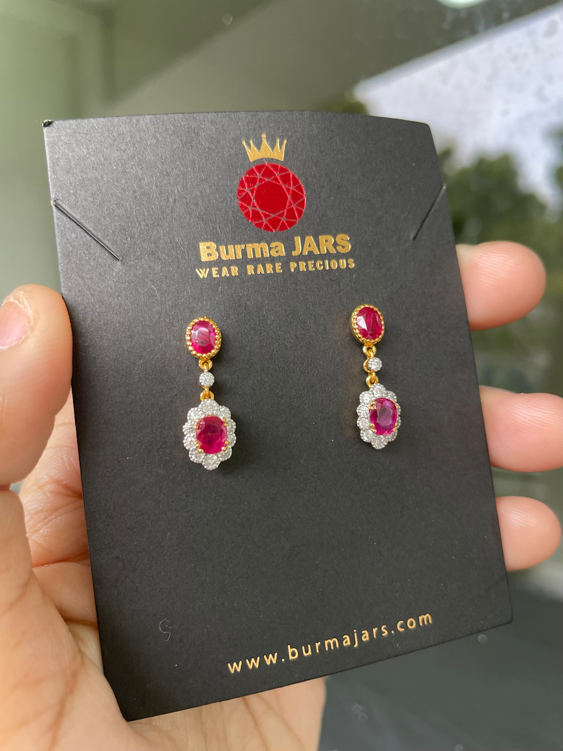 Unheated Burmese Ruby Earring and Natural in 