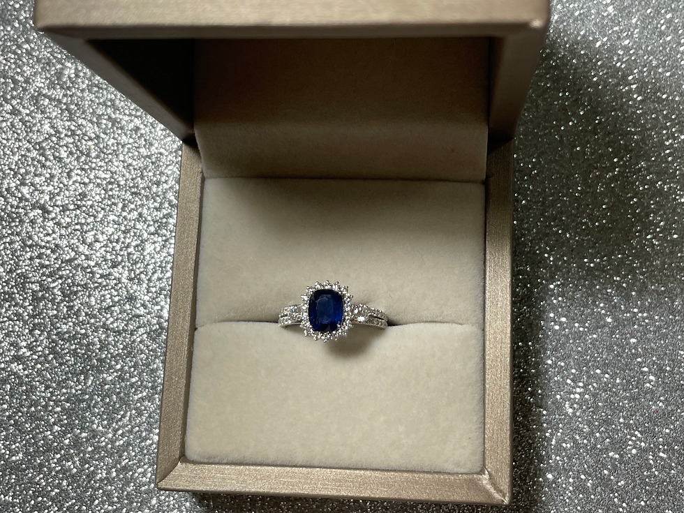 Thumbnail: 1.12Ct Burmese Blue Sapphire and Natural Diamonds rin