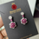 Thumbnail: Burmese Unheated Ruby and Natural diamond Flower Earring in 18k solid gold