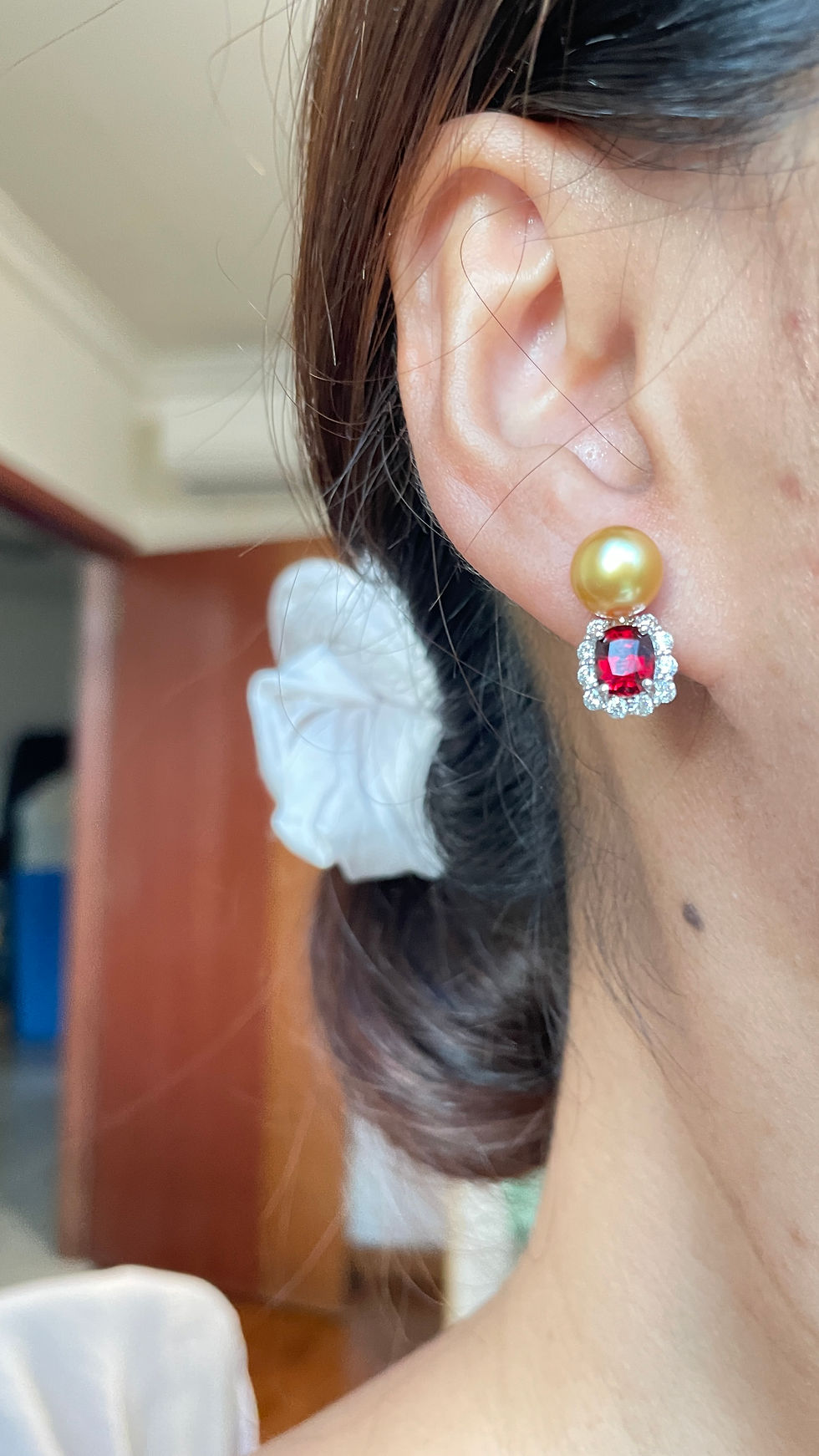 Thumbnail: 2.55ct vivid Red Spinels Pair Earring - Precision cut (Top Quality)