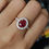 Thumbnail: 1.5Ct Burma Unheated Ruby Halo ring in 18k solid gold