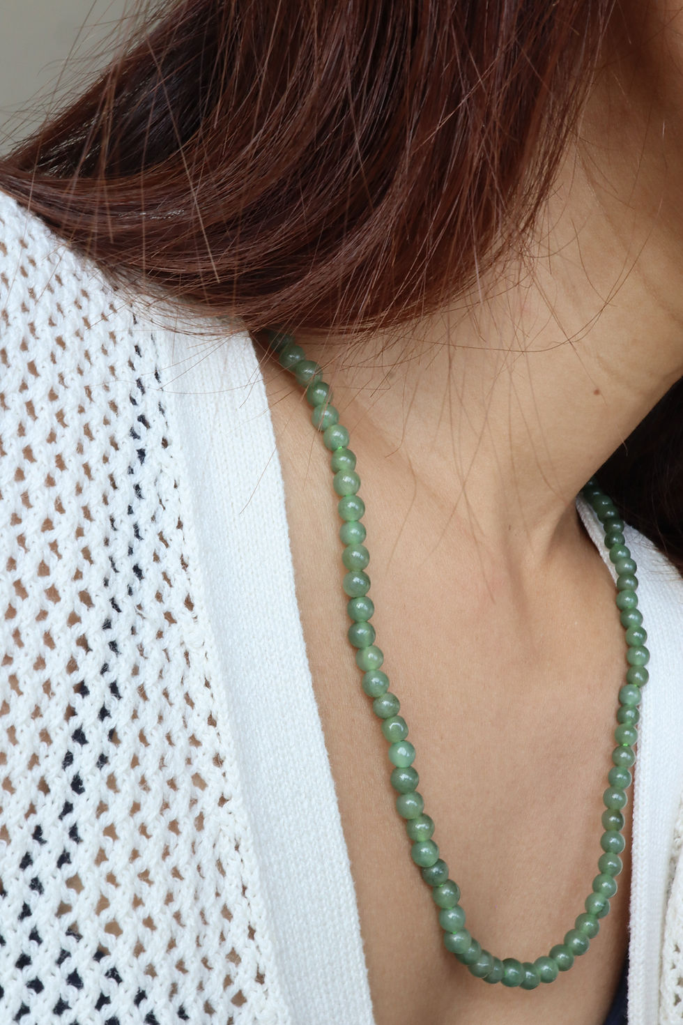Thumbnail: Type A Jadeite Jade Necklace On Model