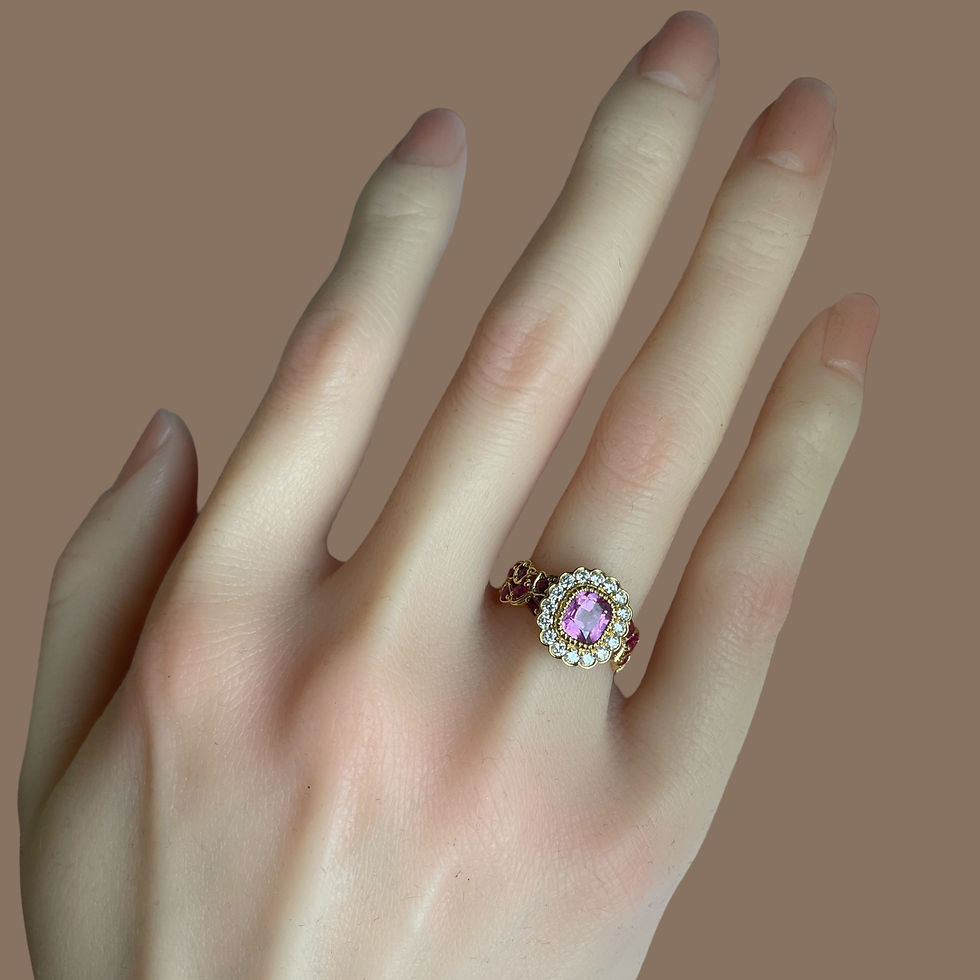 Thumbnail: 1.62Ct Burma No Heat Pink Sapphire ring With No Heat Burmese Ruby and Diamond