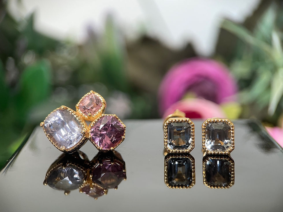 Thumbnail: Total 4.18Cts  No Heat Burma Spinel Pendant in 18K yellow gold