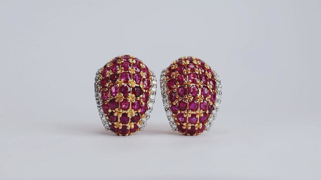 Thumbnail: Chunky curved ruby earrings (Chunky Ruby Earrings)