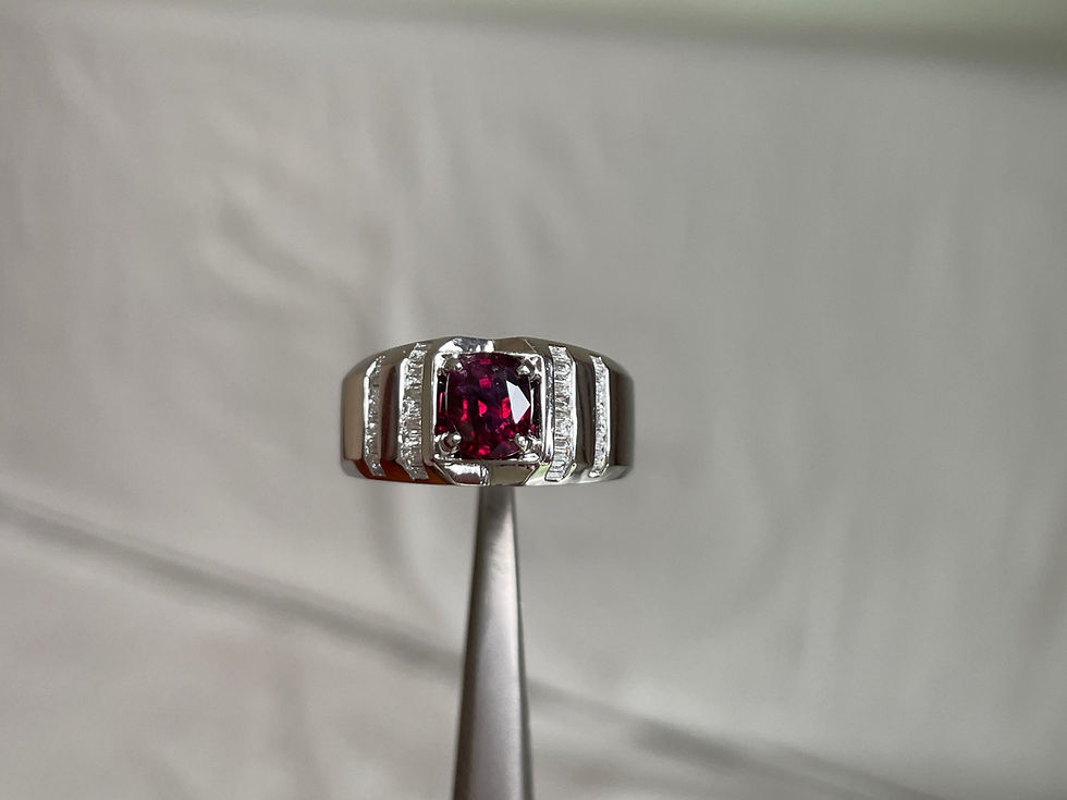 Thumbnail: GIA certified 1.37Ct Unisex designed Burma Unheated Ruby Ring in 18K white Gold
