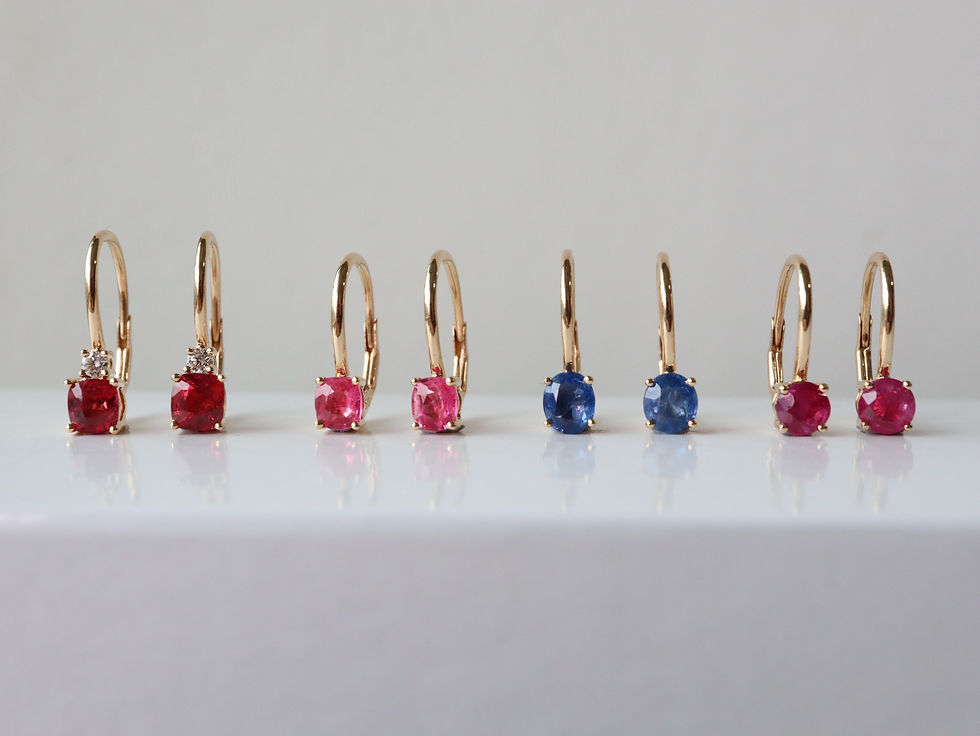 Thumbnail: Natural Spinel and Natural Diamonds Lever Back Earrings