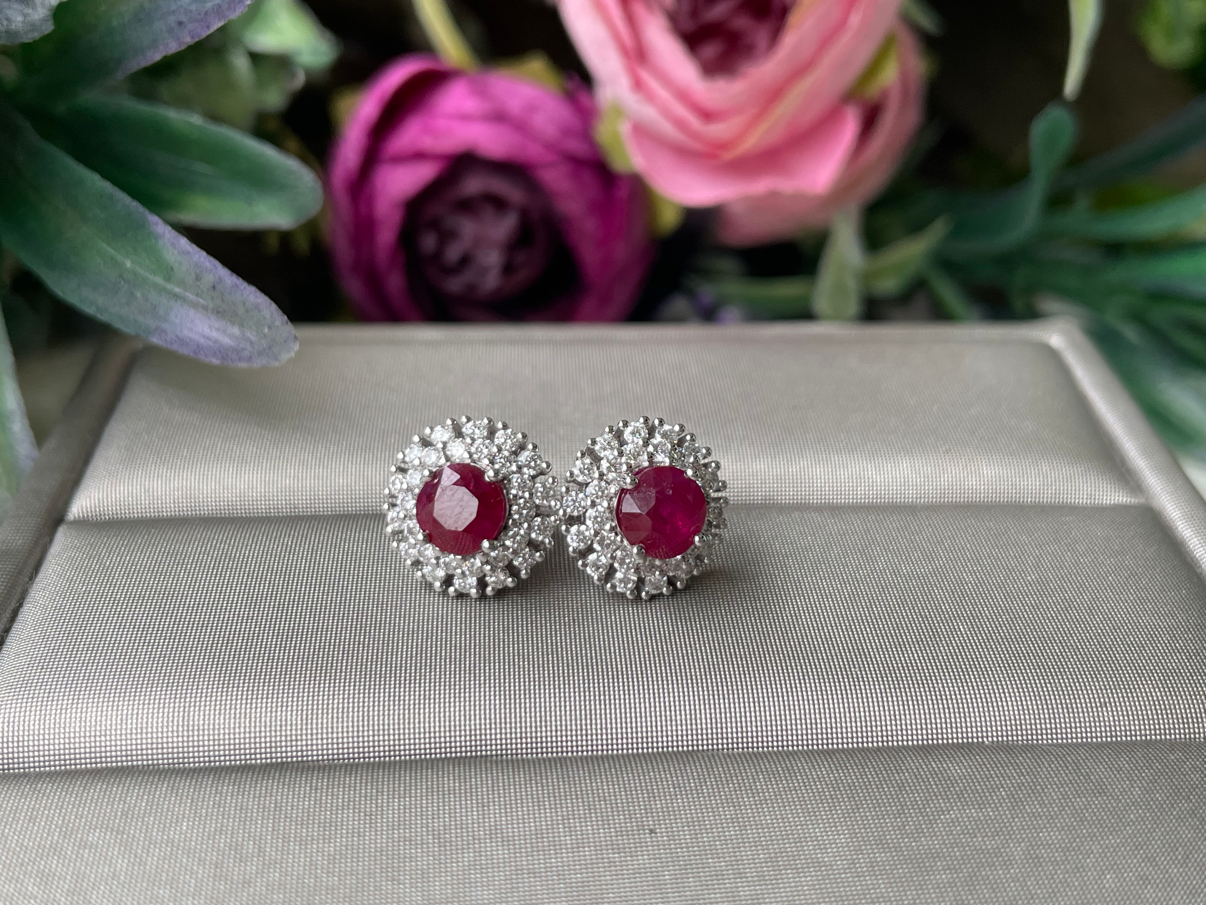 GIA certified 2.11Ct Burmese Unheated Ruby Earring