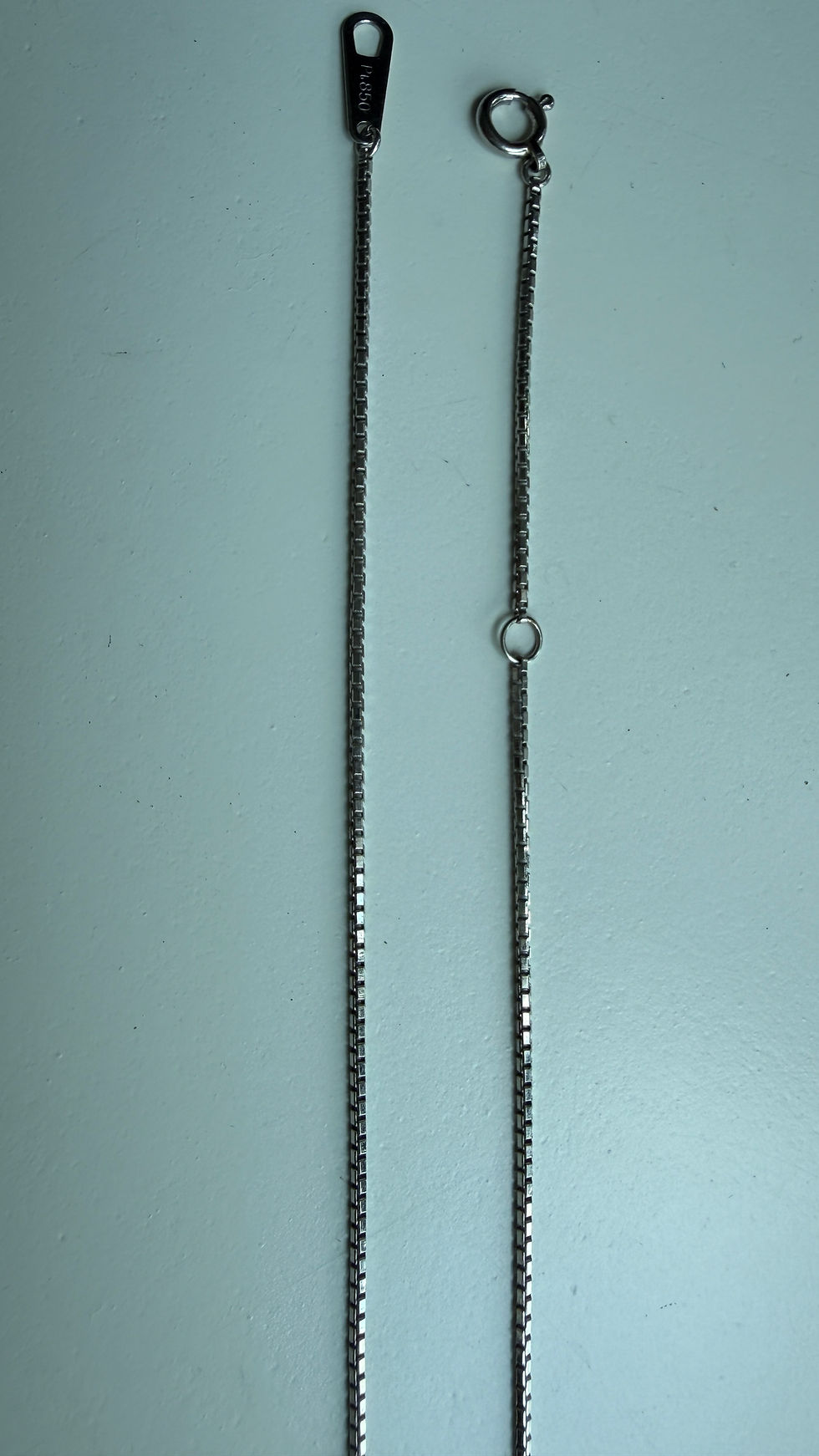 Thumbnail: 15.5" Platinum Box Chain Necklace (Adjustable 40cm to 37cm)-3.77g