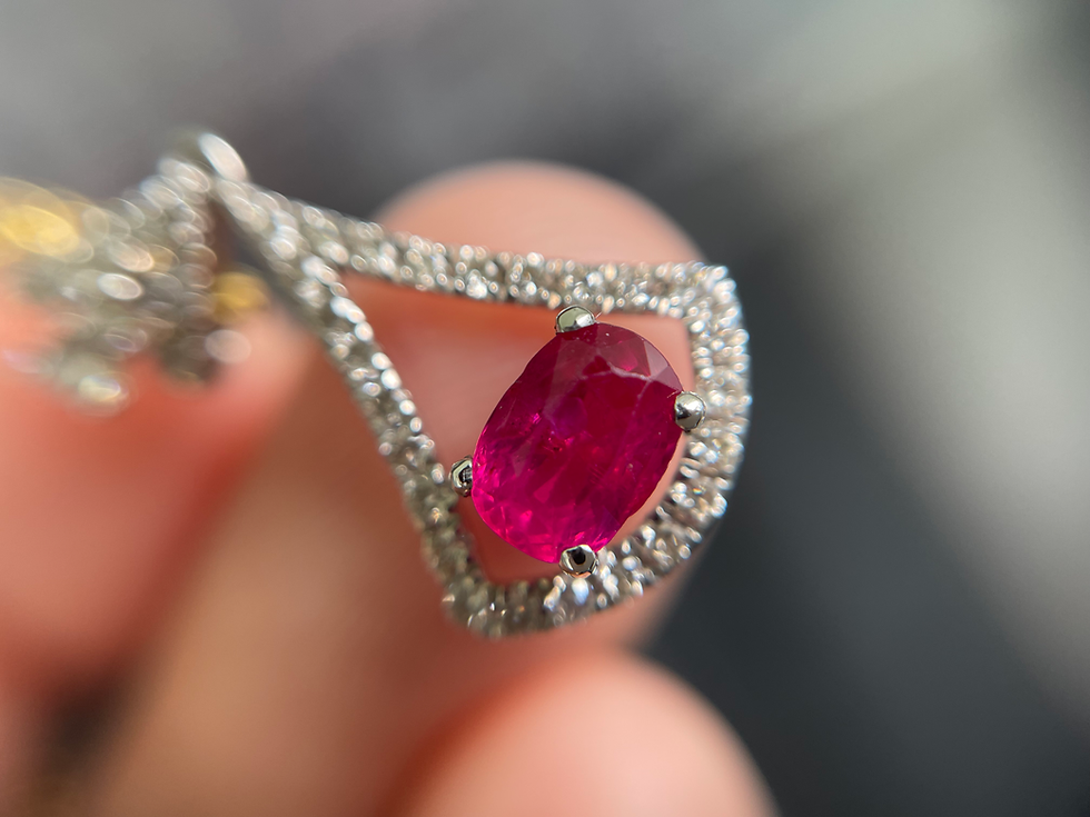Thumbnail: 0.815Ct Burmese Unheated Ruby and Natural Diamond in 18k solid gold