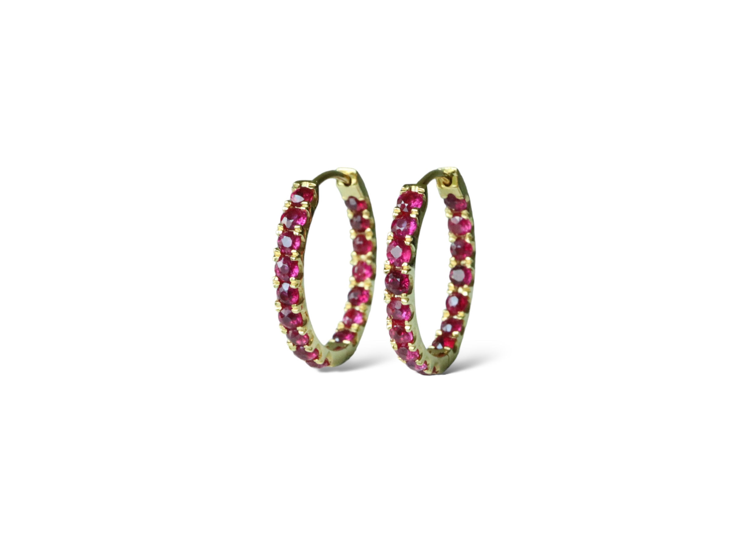 Burma No Heat Ruby hoop earring