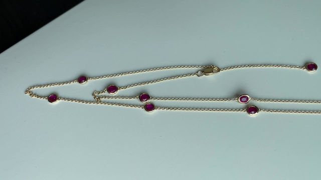 Thumbnail: Unheated Burma Rubies Yard Necklace/Ruby Station Necklace (T2.88ct/Yellow gold)