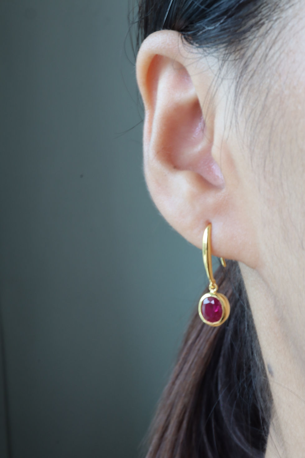Thumbnail: Total 2.32ct Burma Unheated Ruby Earring (Ruby Hook Earrings)