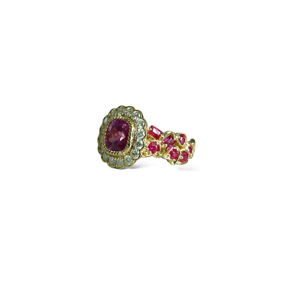 Thumbnail: 1.62Ct Burma No Heat Pink Sapphire ring With No Heat Burmese Ruby and Diamond