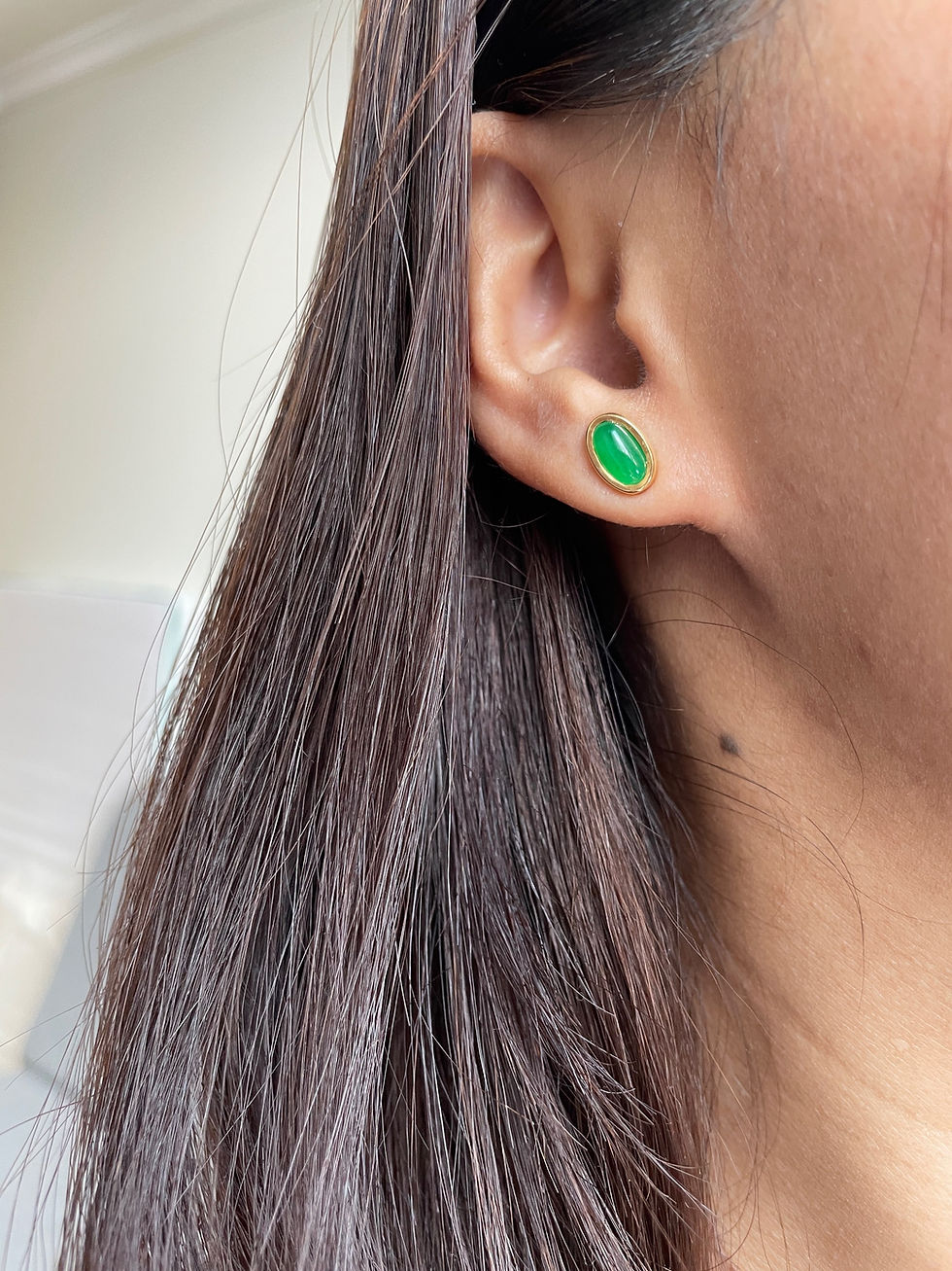 Thumbnail: Grade A Burma Jadeite Jade Stud earring