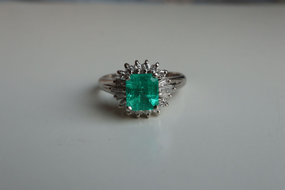 Thumbnail: GIA 1.12ct Colombian Emerald Ring ,Clarity Enhanced (F2), (6.45 x5.69 x4.48mm)