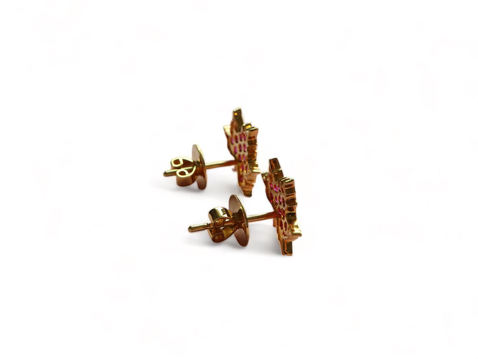 Thumbnail: Maple Leaf Designed Burma Unheated ruby earring