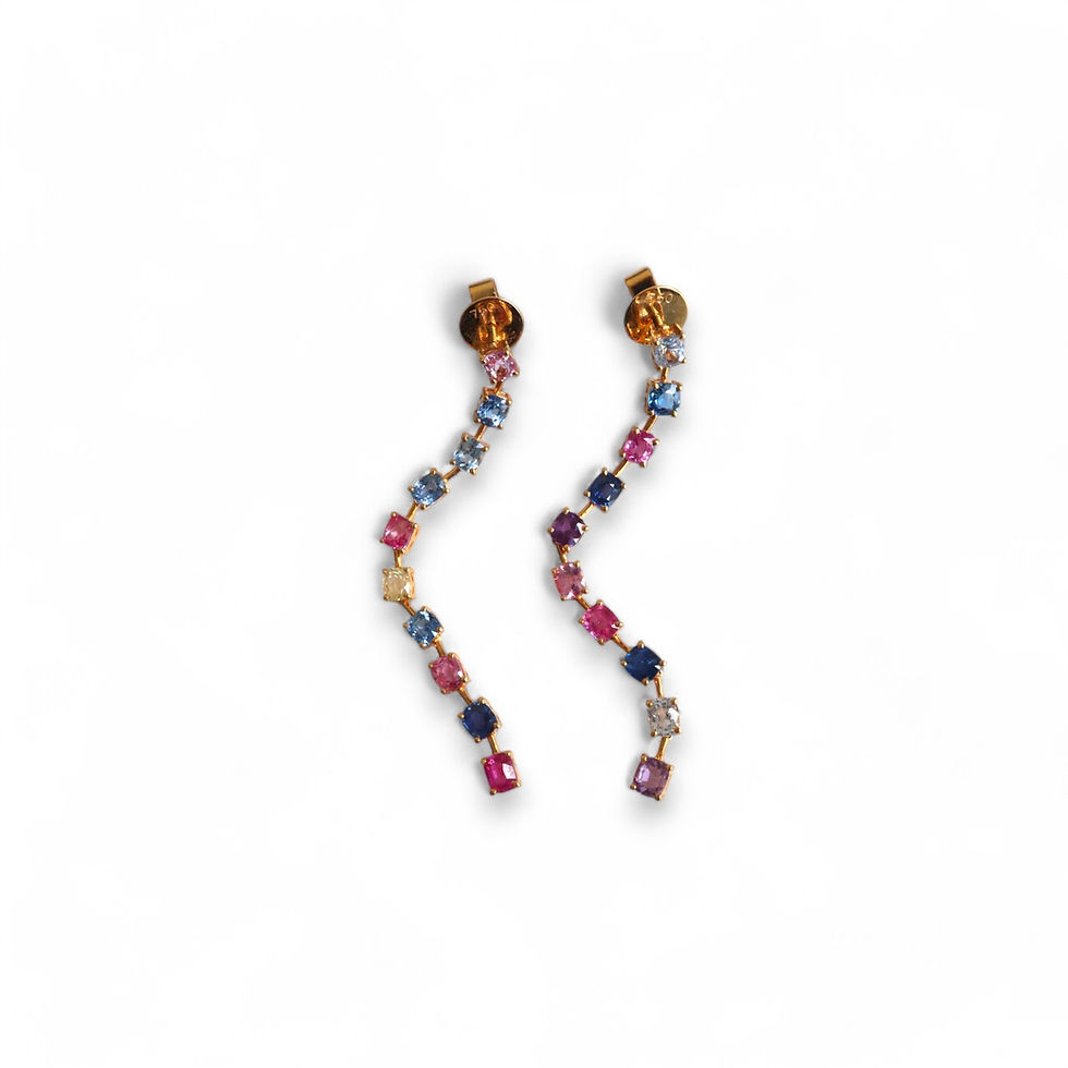 Thumbnail: Burma Unheated Fancy Color Sapphire Drop Earring