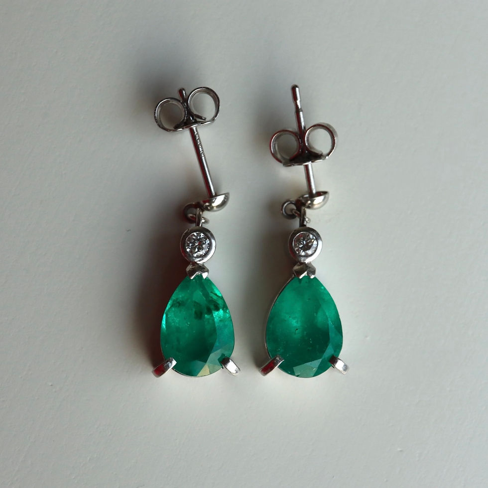 Thumbnail: GIA F1/Minor 2.82 Ct Colombian Emerald Earrings in Platinum
