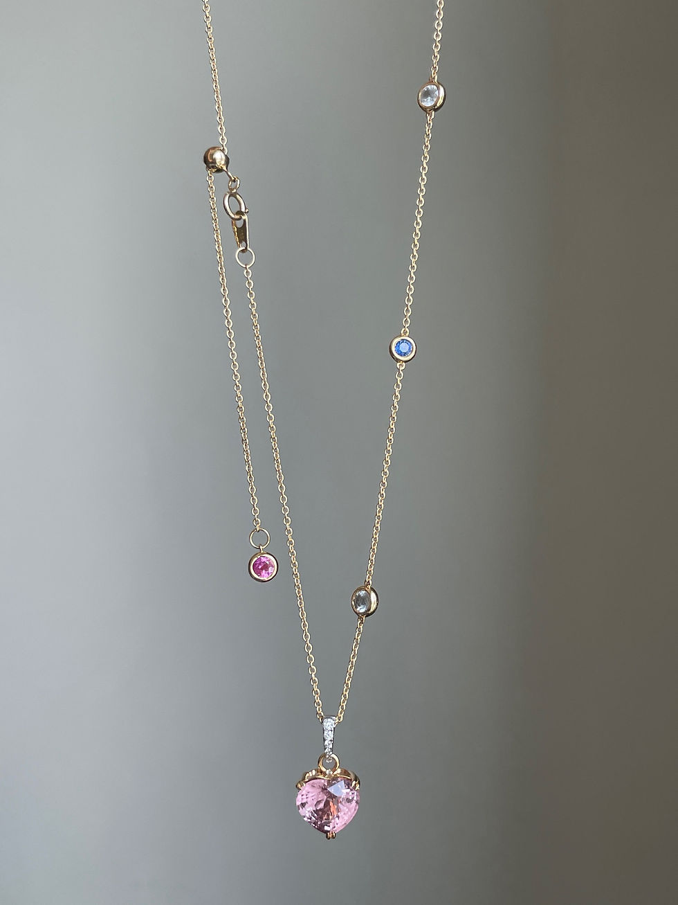 Thumbnail: 3Ct  No Heat Burma Pink Spinel Pendant with Natural Diamonds in 18k gold 