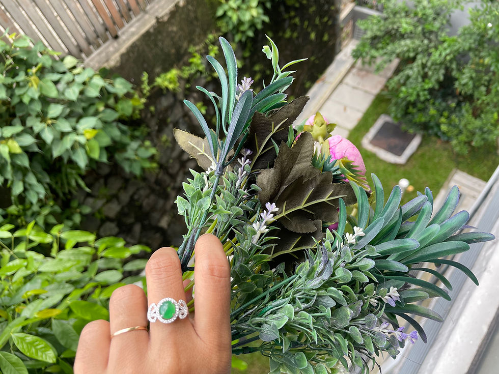 Thumbnail: Burmese Type A Jadeite Jade and diamond ring in 18k solid gold
