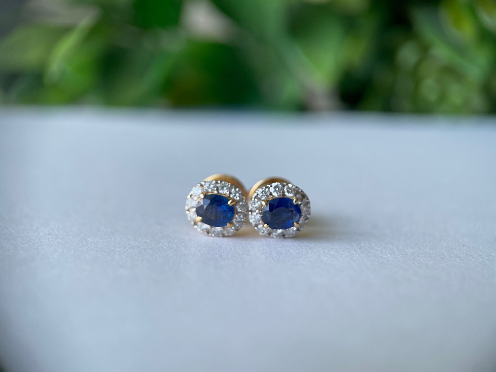 Thumbnail: 1.18Ct Unheated Burma Blue Sapphire Earring with Natural Diamonds in 18k gold