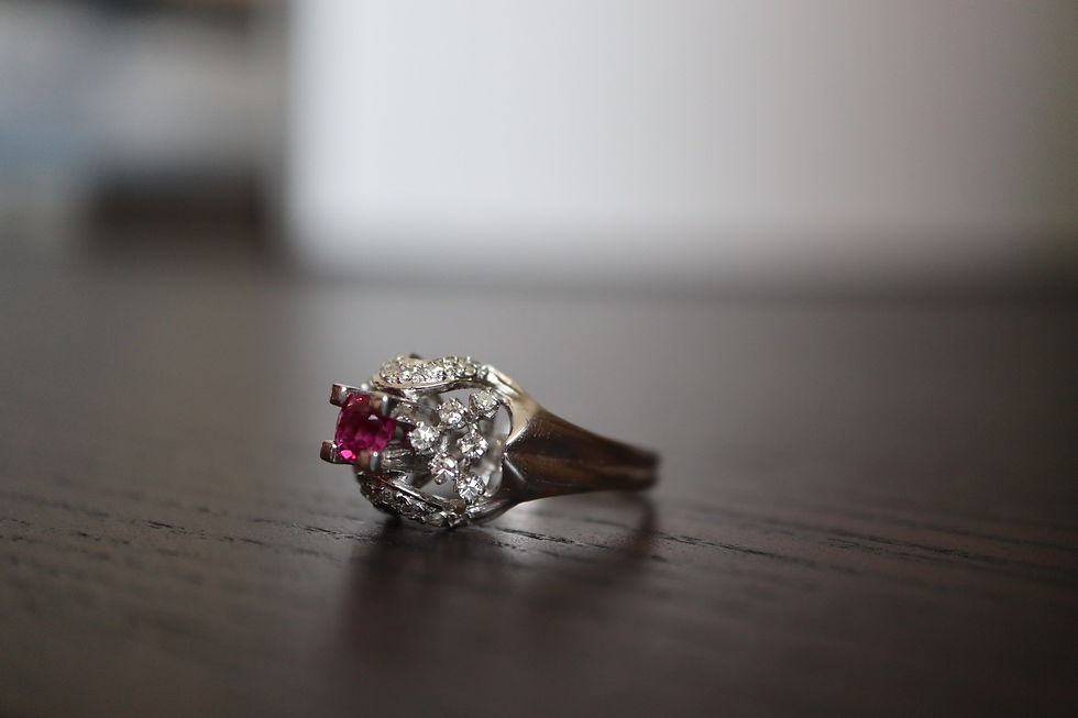 Thumbnail: 0.3Ct Burma Unheated Ruby ring in 14k White Gold