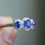 Thumbnail: Triple blue sapphire and natural diamond ring in 18k solid gold
