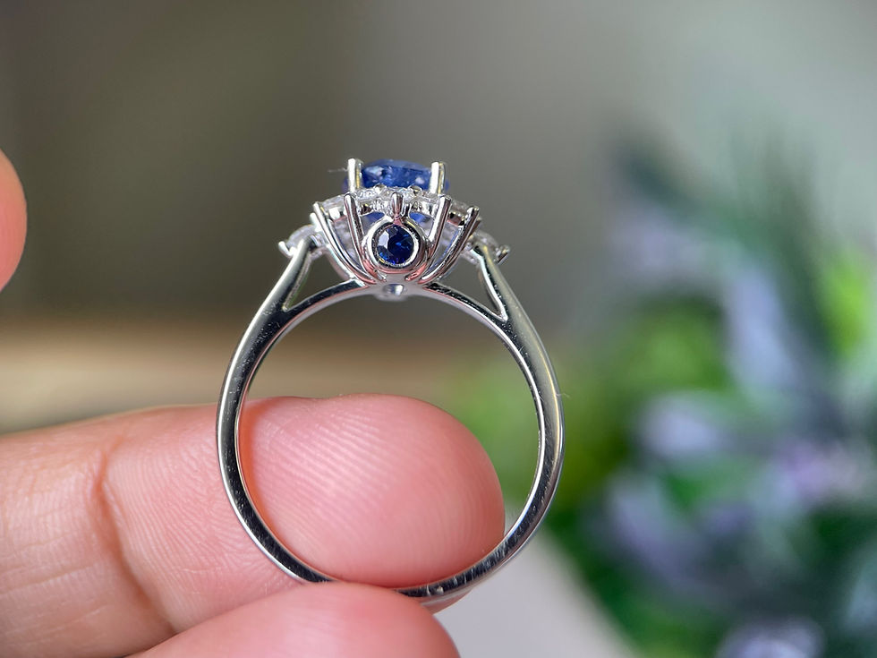 Thumbnail: 1.56Ct blue sapphire and natural diamond ring in 18k solid gold