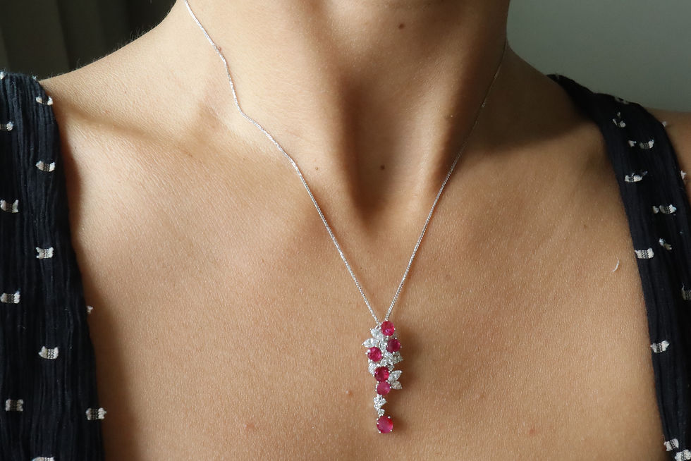 Thumbnail: Total 2.44Ct Burma No Heat Ruby Floral Pendant