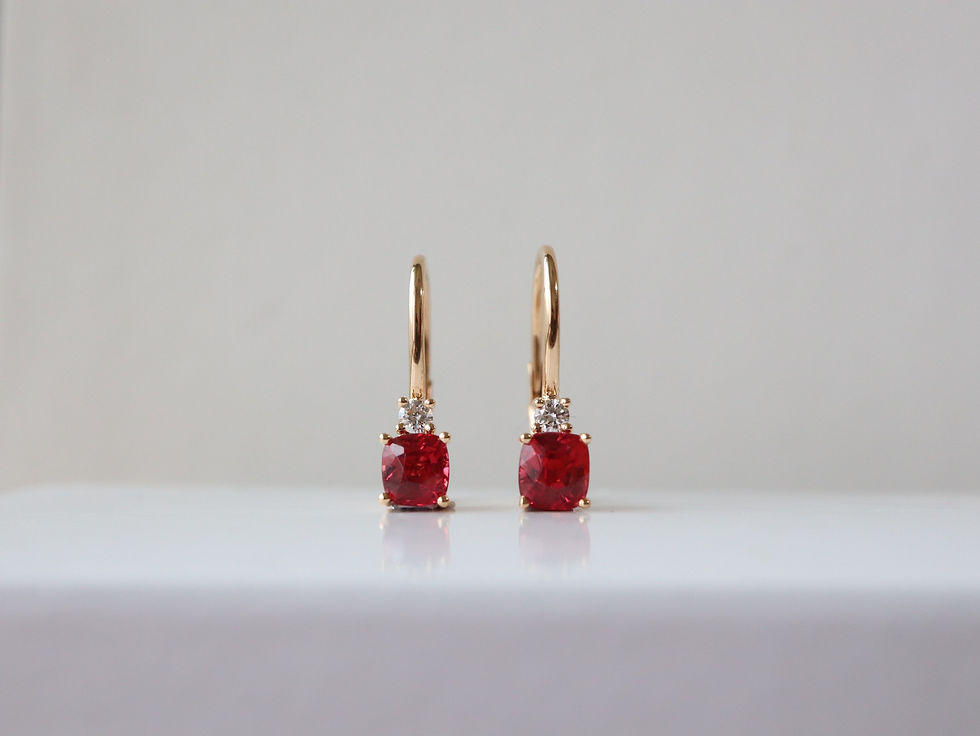 Thumbnail: Natural Spinel and Natural Diamonds Lever Back Earrings
