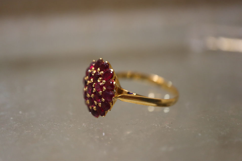 Thumbnail: Vivid~Pigeon Blood Red Ruby Ring in 18k solid gold
