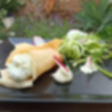 Conetto di carasau con baccalà e patate mantecato