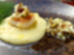 Baccalà alla piastra su crema di patate cipollotto e olio al rosmarino