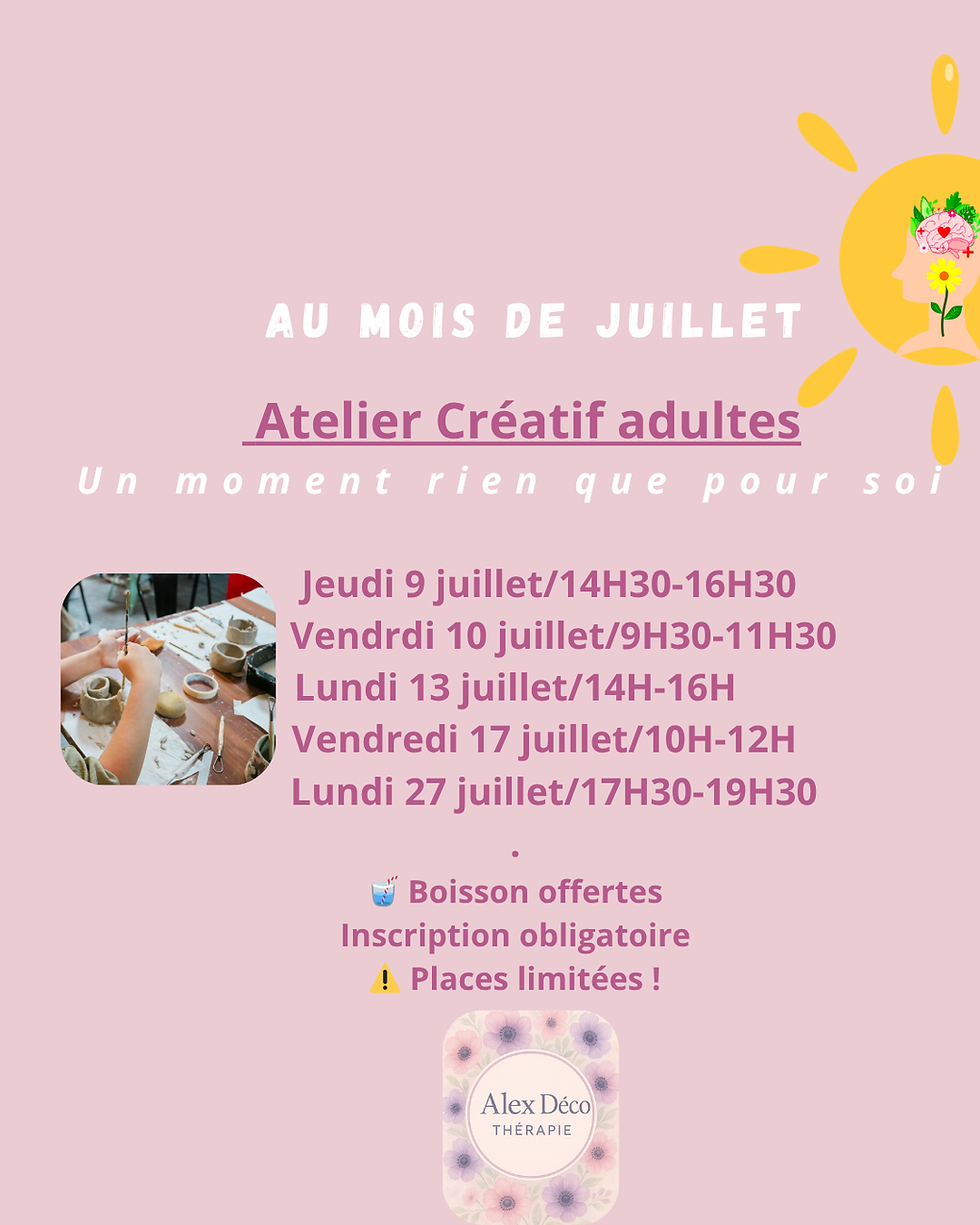 Atelier,créatif adultes/ juillet