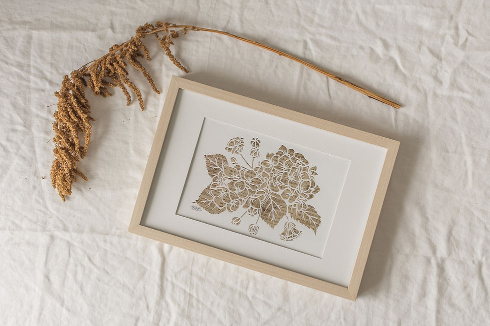 Thumbnail: "Hydrangea Hachures" Premium Giclee Fine Art Paper Print