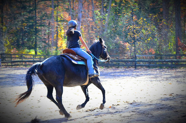 Girl taking a lesson with a helmet at Heritage Ranch NJ