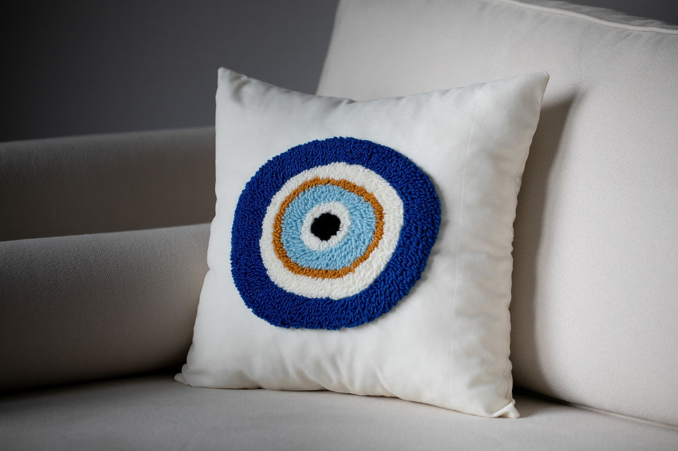 nazar boncuk amblemli yastık