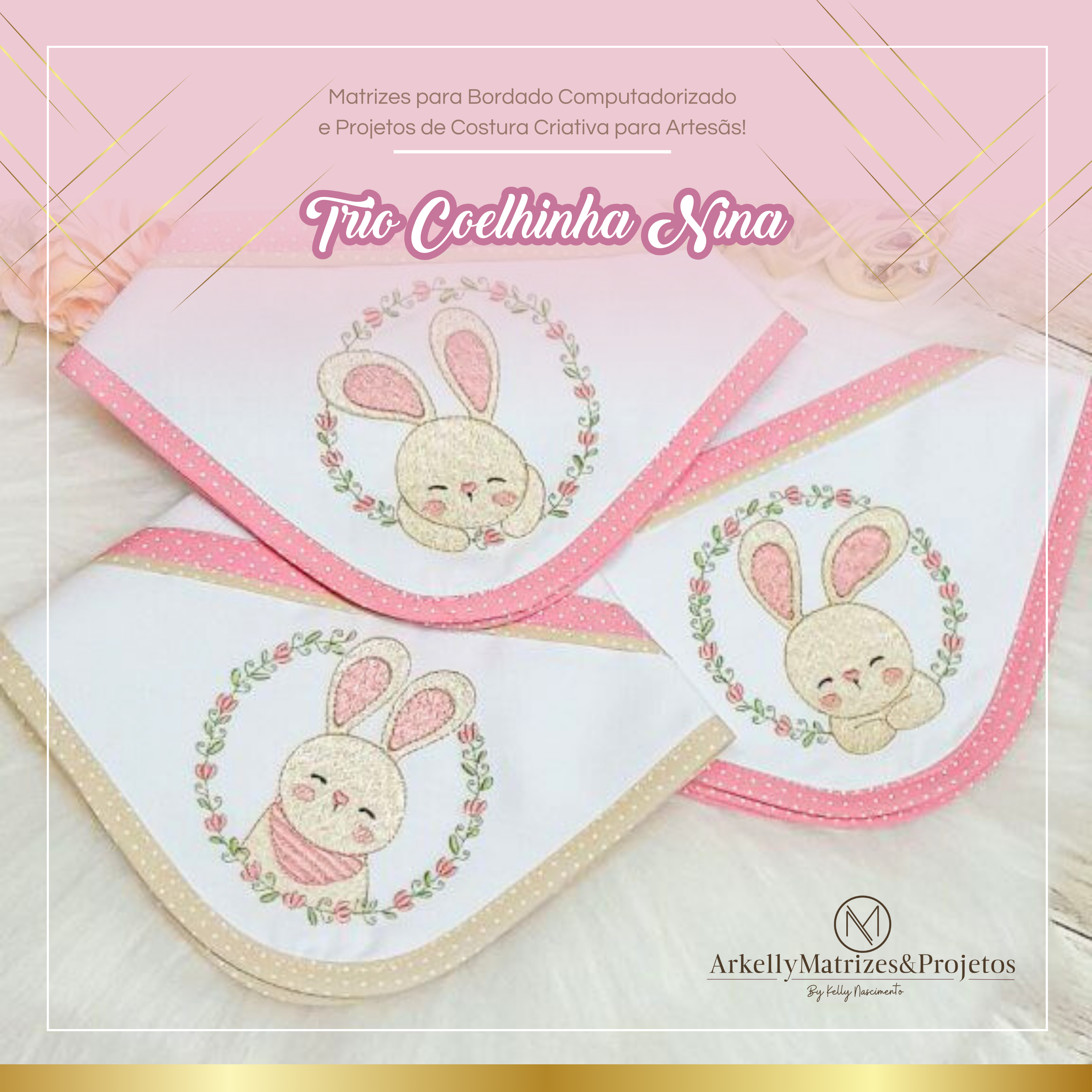 Trio Matrizes de Bordado Coelhinha Nina