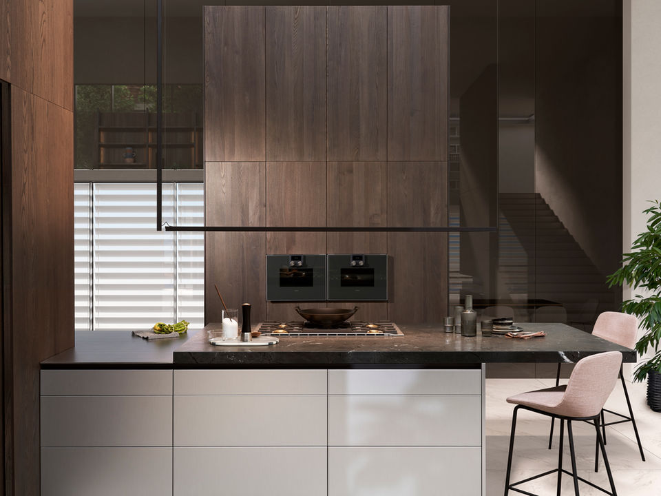 Handleless kitchen cabinets in a modern space with sleek lines and an uncluttered look