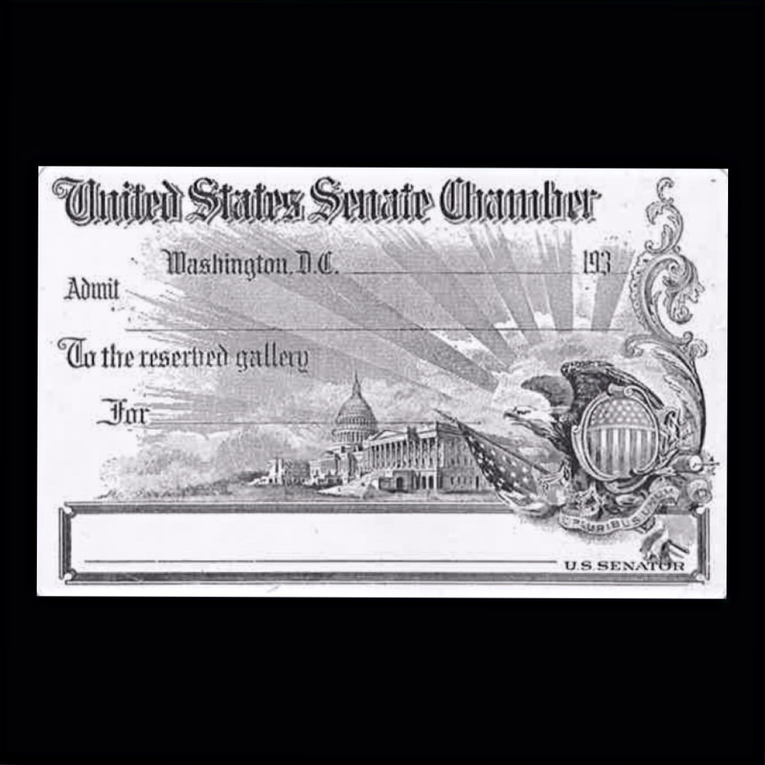 U.S. Senate Chamber Admit One Card