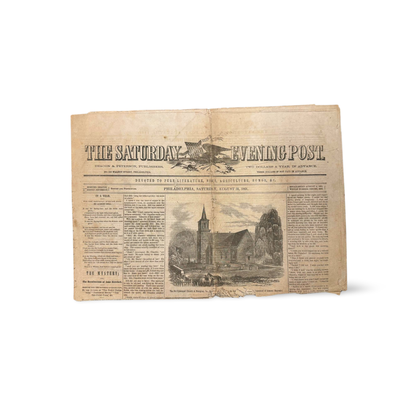 Original Civil War Newspaper - Aug 31, 1861