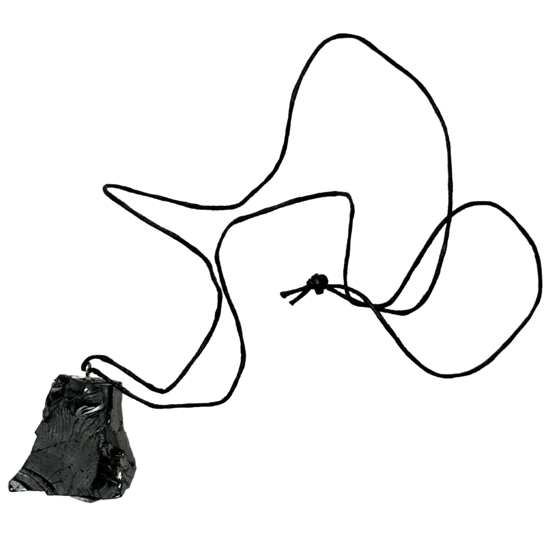 Raw Shungite Pendant on Cord Necklace