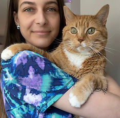 Headshot of Blair with orange cat Veterinary Technologist at Bridge City Vet Rehab Saskatoon