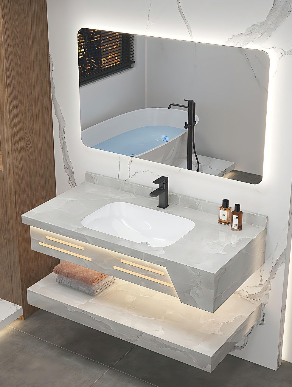 Miniatura: Kresla B1005 - Vanity de Baño Moderna con Espejo LED y Sensor de Presencia