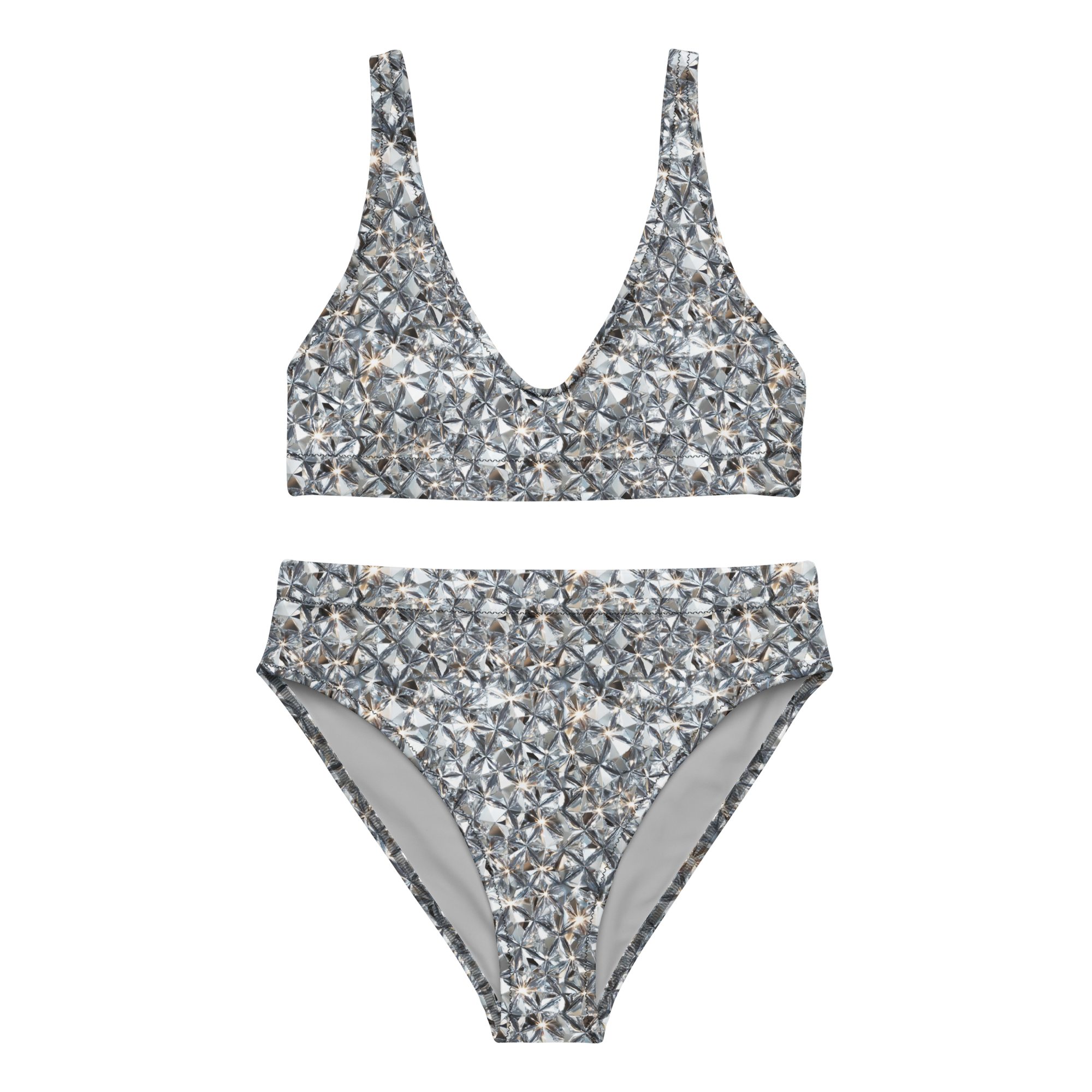 Silver Diamond High-Waisted Bikini
