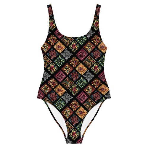 Womens Flowers Wave One Piece Swimsuit main image 1