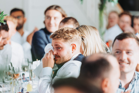 emotional guests at isle of wight wedding east afton farmhouse