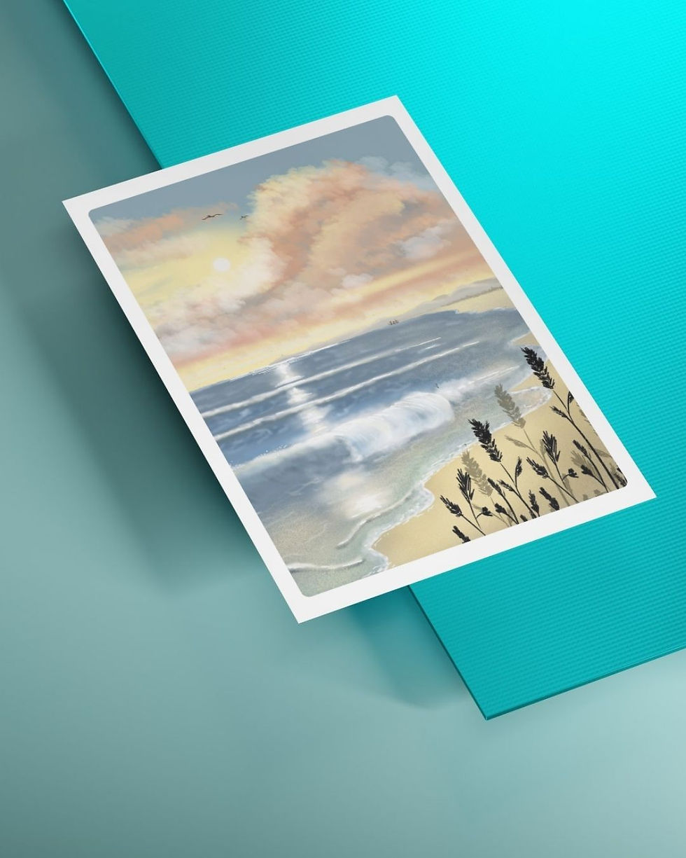 Postkarte Sonnenuntergang am Strand